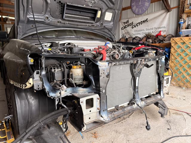 Photo from build update: Got the front end welded back together. Fitment with the radiator looks a lot better!